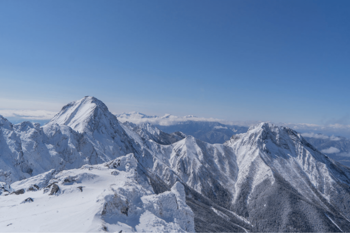 2月の八ヶ岳縦走。赤岳から阿弥陀岳の稜線が美しかったです。